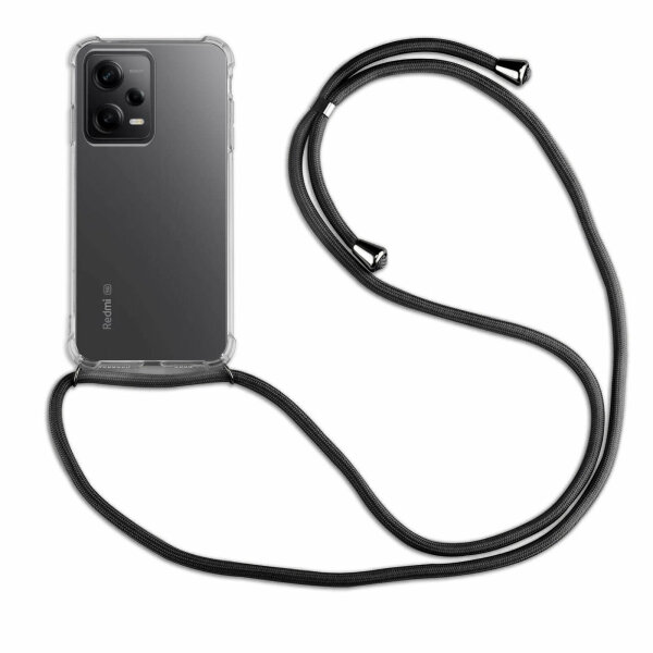 Handykette für Xiaomi Redmi Note 12 Pro+ Handyhülle mit Band Hülle mit Kordel Schwarz