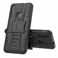 Handy Tasche Lenovo Motorola Panzer Hülle Hybrid Case Cover Schutzhülle Bumper Motorola Moto E6 Plus Schwarz