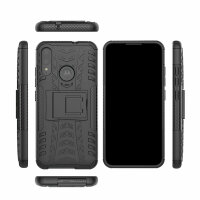 Handy Tasche Lenovo Motorola Panzer Hülle Hybrid Case Cover Schutzhülle Bumper Motorola Moto E6 Plus Schwarz
