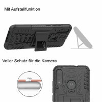 Handy Tasche Lenovo Motorola Panzer Hülle Hybrid Case Cover Schutzhülle Bumper Motorola Moto E6 Plus Schwarz