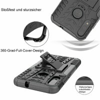 Handy Tasche Lenovo Motorola Panzer Hülle Hybrid Case Cover Schutzhülle Bumper Motorola Moto E6 Plus Schwarz