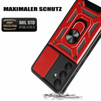 Outdoor Panzer Hülle für Samsung Galaxy A35 mit Kameraschutz Ringhalter Bumper  Rot