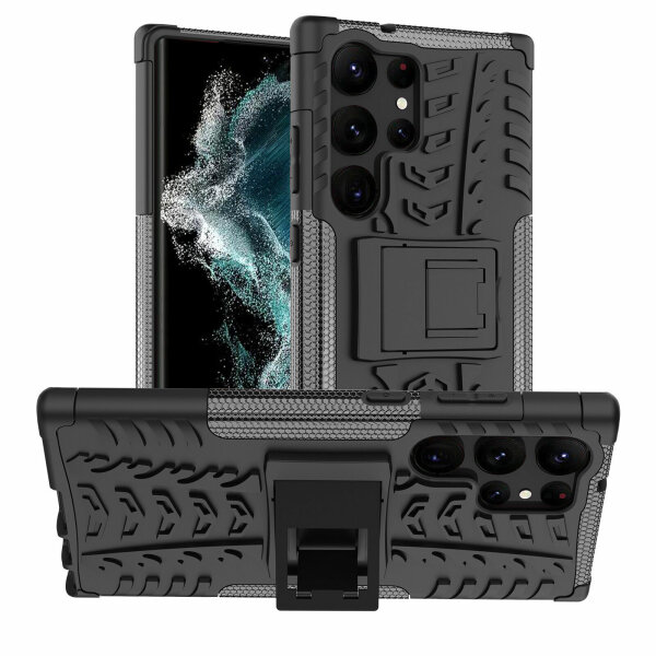 Outdoor Hülle für Samsung Galaxy S23 Ultra Handyhülle Handy Tasche Bumper TPU Schwarz