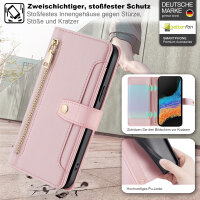 Handykette Samsung Hülle mit Band Handyhülle Kartenfächer PU Leder Umhängetasche Galaxy Xcover 6 Pro Rosa