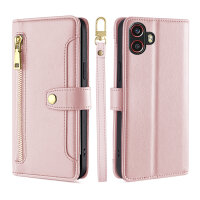 Handykette Samsung Hülle mit Band Handyhülle Kartenfächer PU Leder Umhängetasche Galaxy Xcover 6 Pro Rosa