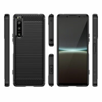 Hülle für Sony Xperia 5 IV Handyhülle Carbon Bumper Handy Tasche Backcover TPU