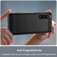 Hülle für Sony Xperia 5 IV Handyhülle Carbon Bumper Handy Tasche Backcover TPU