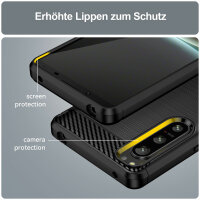 Hülle für Sony Xperia 5 IV Handyhülle Carbon Bumper Handy Tasche Backcover TPU