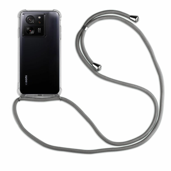 Handykette für Xiaomi 13T / 13T Pro Handyhülle mit Band Hülle mit Kordel Kette Grau