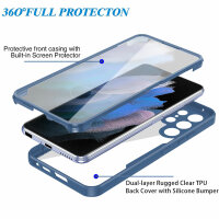 Handyhülle für Samsung Galaxy S21 Ultra – 360° Panzer Case mit Displayschutz Blau