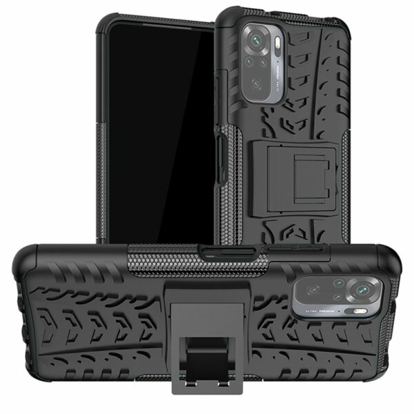 Schutz Hülle Xiaomi Handy Tasche Case Cover Silikon Schale Outdoor Handyhülle BF Xiaomi Redmi Note 10 Schwarz