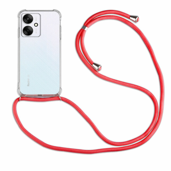Handykette Xiaomi Redmi 13C / Poco C65 Handyhülle mit Band Hülle mit Kordel Rot