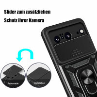 Outdoor Panzer Hülle Google Pixel 8 Handyhülle mit Kameraschutz Ringhalter Cover Schwarz