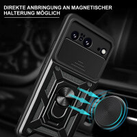 Outdoor Panzer Hülle Google Pixel 8 Handyhülle mit Kameraschutz Ringhalter Cover Schwarz