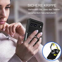 Outdoor Panzer Hülle Google Pixel 8 Handyhülle mit Kameraschutz Ringhalter Cover Schwarz