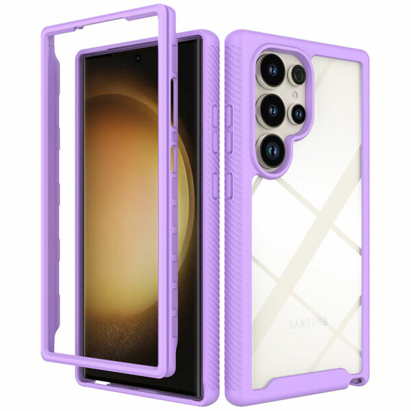 Hülle für Samsung Galaxy S24 Ultra Handyhülle 2 Teilig Bumper Case Kantenschutz Lila