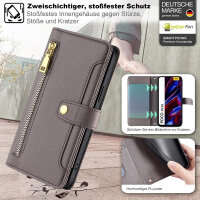 Handykette Xiaomi Hülle mit Band Handyhülle Kartenfächer PU Leder Umhängetasche Redmi Note 12 5G / Poco X5 5G Grau