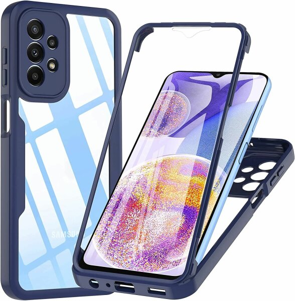 360° Grad Hülle für Samsung Galaxy A23 5G vollschutz Integriertem Displayschutz Blau