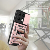 Outdoor Panzer Hülle Xiaomi Redmi Note 13 4G Handyhülle Kameraschutz Ringhalter  Rosegold