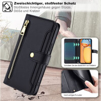 Handykette Xiaomi Hülle mit Band Handyhülle Kartenfächer PU Leder Umhängetasche Redmi 13C / Poco C65 Schwarz