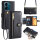 Handykette Xiaomi Hülle mit Band Handyhülle Kartenfächer PU Leder Umhängetasche Redmi 13C / Poco C65 Schwarz