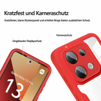 360° Grad Hülle Xiaomi Redmi Note 13 Pro 4G mit Integriertem Displayschutz Rot