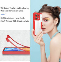 360° Grad Hülle Xiaomi Redmi Note 13 Pro 4G mit Integriertem Displayschutz Rot