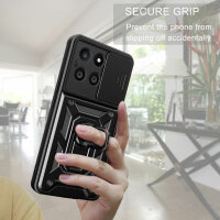 Outdoor Panzer Hülle Honor X6A Handyhülle mit Slide Kameraschutz Ringhalter Schwarz