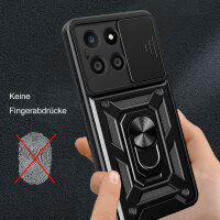 Outdoor Panzer Hülle Honor X6A Handyhülle mit Slide Kameraschutz Ringhalter Schwarz