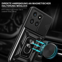 Outdoor Panzer Hülle Honor X6A Handyhülle mit Slide Kameraschutz Ringhalter Schwarz