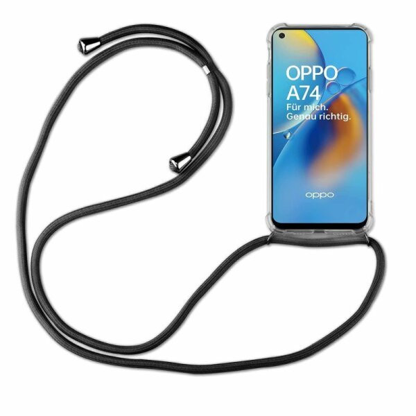 Handykette für Oppo A74 4G Handyhülle mit Band Schutz Hülle in Schwarz