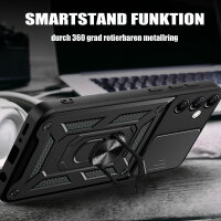 Outdoor Panzer Hülle für Samsung Galaxy A14 mit Kameraschutz Ringhalter Bumper  Schwarz