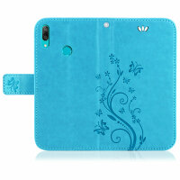 Huawei Y7 2019 Handy Tasche Handyhülle Wallet Schutz Hülle Blumen Cover Etui Neu