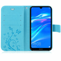 Huawei Y7 2019 Handy Tasche Handyhülle Wallet Schutz Hülle Blumen Cover Etui Neu