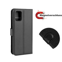 Handy Tasche für Samsung Galaxy A51 SM-A515 Hülle Case Buchhülle Klapphülle TPU PU-Leder Schwarz