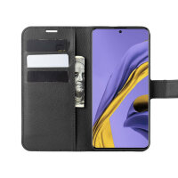 Handy Tasche für Samsung Galaxy A51 SM-A515 Hülle Case Buchhülle Klapphülle TPU PU-Leder Schwarz