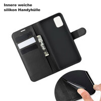Handy Tasche für Samsung Galaxy A51 SM-A515 Hülle Case Buchhülle Klapphülle TPU PU-Leder Schwarz