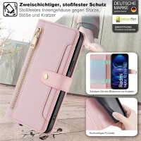 Handykette Xiaomi Hülle mit Band Handyhülle Kartenfächer PU Leder Umhängetasche Redmi Note 12 Pro 5G / Poco X5 Pro 5G Rosa