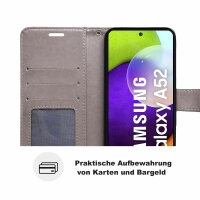 Hülle Für Samsung Galaxy A52 Handy Tasche Handyhülle Wallet Case Flip Cover Etui Grau