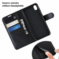 Handy Tasche Huawei Handyhülle Cover Case Klapp Schutz Hülle Etui Wallet Bumper Huawei Y5 2019 Schwarz