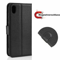 Handy Tasche Huawei Handyhülle Cover Case Klapp Schutz Hülle Etui Wallet Bumper Huawei Y5 2019 Schwarz