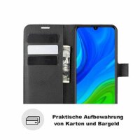 Handy Tasche Huawei Handyhülle Cover Case Klapp Schutz Hülle Etui Wallet Bumper Huawei P Smart 2020 Schwarz