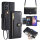 Handykette Samsung Hülle mit Band Handyhülle Kartenfächer PU Leder Umhängetasche Galaxy A54 Schwarz