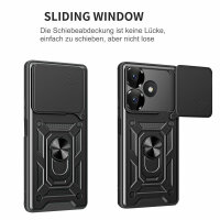 Outdoor Panzer Hülle Xiaomi Redmi 13 /Poco M6 Handyhülle Kameraschutz Ringhalter Schwarz