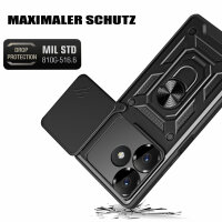 Outdoor Panzer Hülle Xiaomi Redmi 13 /Poco M6 Handyhülle Kameraschutz Ringhalter Schwarz