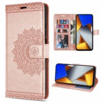 Handyhülle Hülle für Xiaomi POCO M4 Pro 4G, Handy Tasche Schutz Flip Case Schale Rosegold