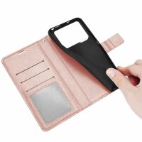 Handyhülle Hülle für Xiaomi POCO M4 Pro 4G, Handy Tasche Schutz Flip Case Schale Rosegold