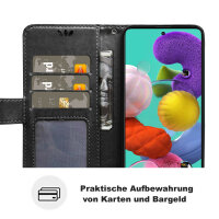 Handy Tasche für Samsung Galaxy A51 SM-A515 Hülle Case Buchhülle Klapphülle TPU Mandala Schwarz