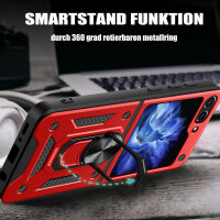 Outdoor Panzer Hülle für Samsung Galaxy Z Flip 5 mit Kameraschutz Ringhalter  Rot