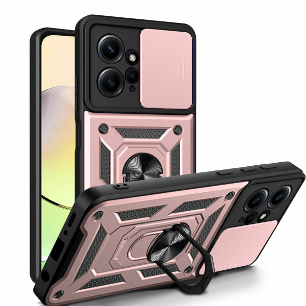Outdoor Panzer Hülle Xiaomi Redmi Note 12 4G Handyhülle Kameraschutz Ringhalter Rosegold